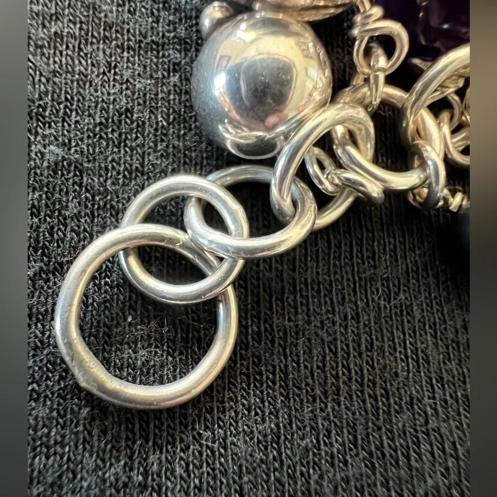 Arte D’argento Sterling silver multi gemstone Pearl charm bracelet.